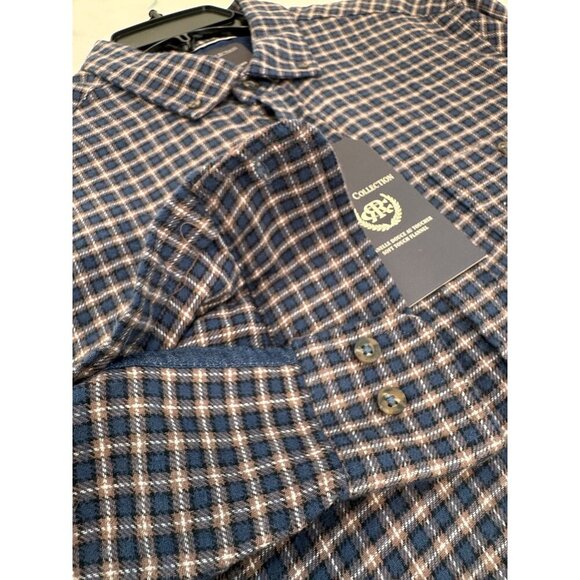 New Report Collection Men's Size L Soft Touch Flannel Blue Plaid Classic Fit - Picture 5 of 11